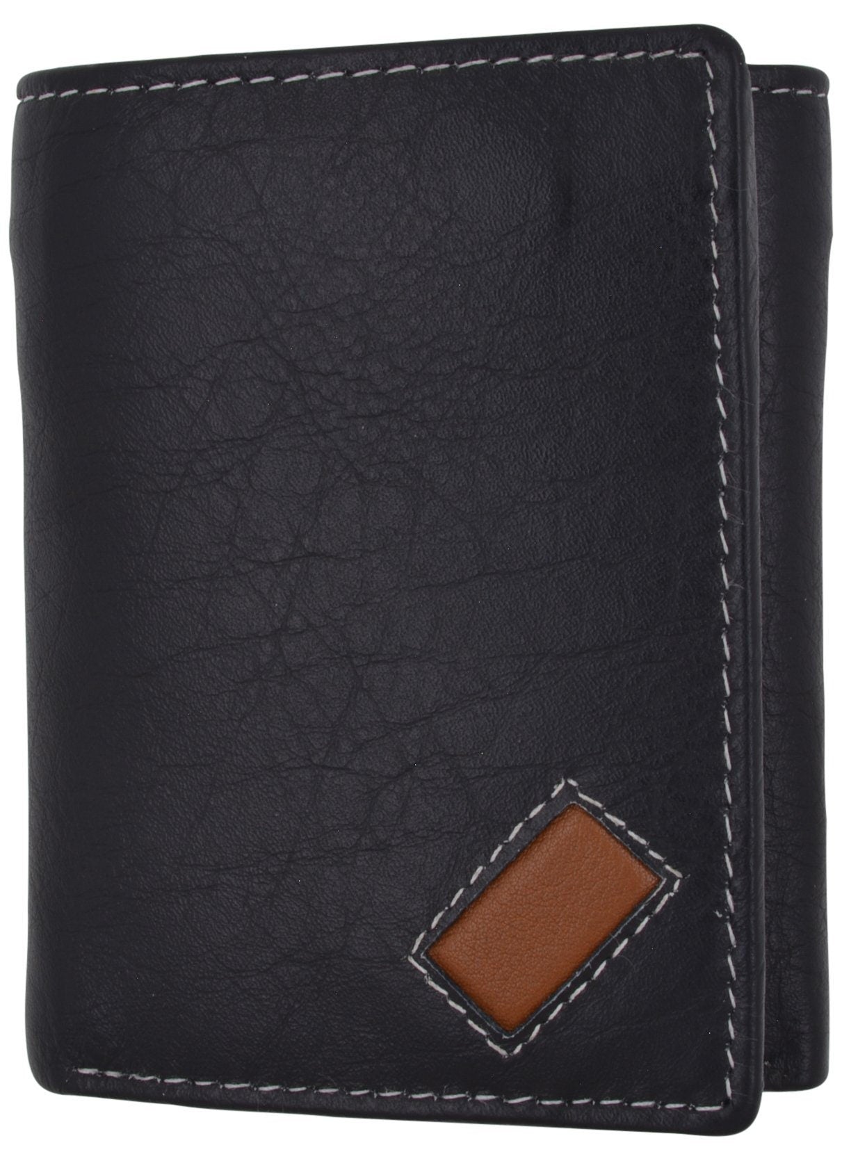 RFID Blocking Handcrafted Cowhide Genuine Leather Men's Trifold Wallet Center Flap Credit Card Wallet
