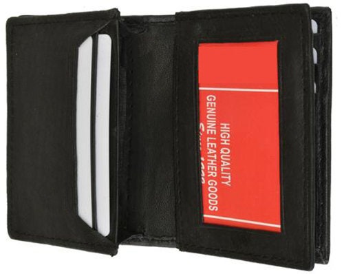 RFID Blocking Black Genuine Leather ID Credit Cards Pocket Business Center Flap Men's Wallet