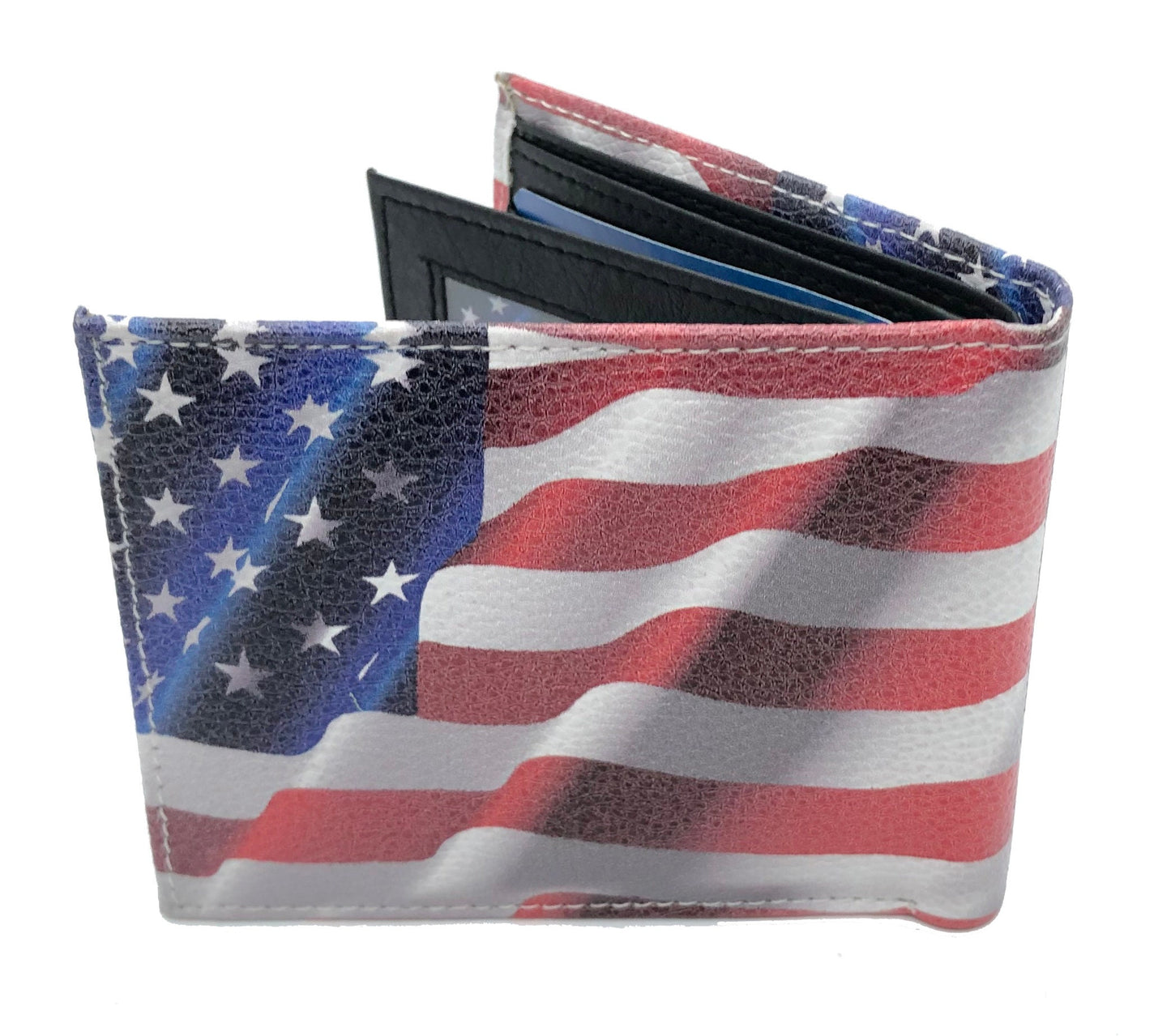 Novelty Design Genuine Leather Men's Bifold Wallet 100 Dollar Virgin Mary Jesus USA Flag Skull Judas Print