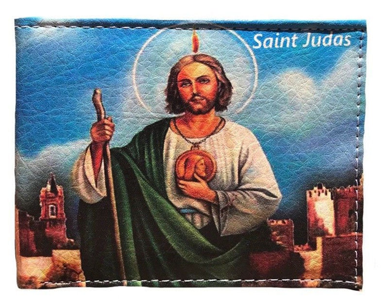 Novelty Design Genuine Leather Men's Bifold Wallet 100 Dollar Virgin Mary Jesus USA Flag Skull Judas Print