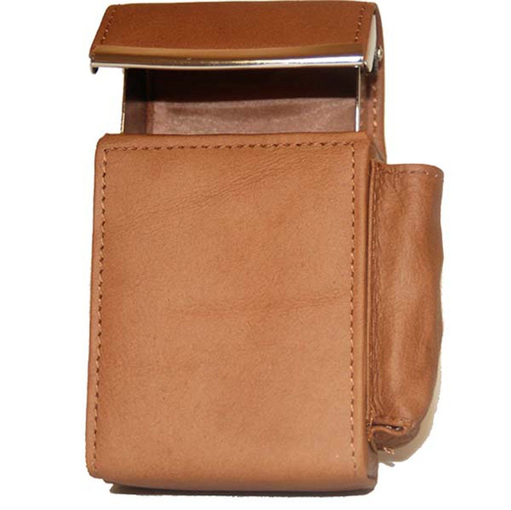 Genuine Leather Cigarette Pack Holder Flip-Top Pouch Smoke Carrying Hard Case