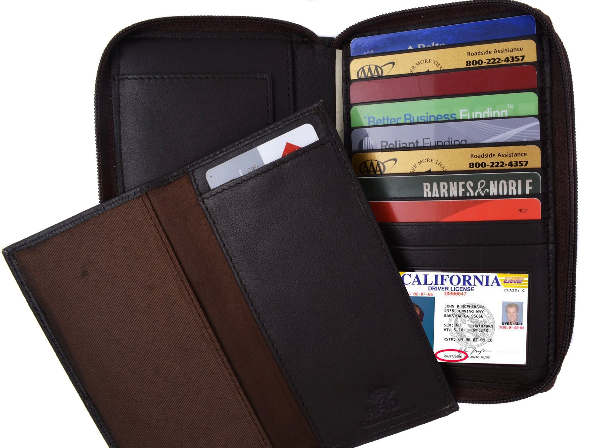 Mens Leather Long Bifold Wallet ID Card Purse Checkbook Clutch