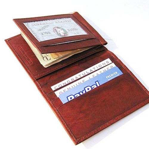 Genuine Leather Men's Money Clip Bifold Wallet Card Front Pocket Detachable Card Holder